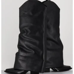 Hot ELENA IACHI Bottes santiag à guêtre en cuir - E3595 NATURE NERO NOIR