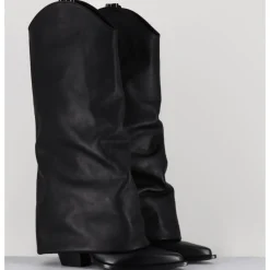 Hot ELENA IACHI Bottes santiag à guêtre en cuir - E3595 NATURE NERO NOIR