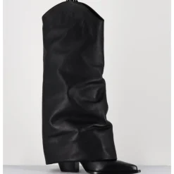 Hot ELENA IACHI Bottes santiag à guêtre en cuir - E3595 NATURE NERO NOIR