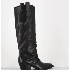 New GARRICE LAB Bottes santiag en cuir effet froissé - CHELA KOMBAT NERO NOIR