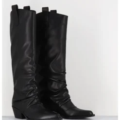 New GARRICE LAB Bottes santiag en cuir effet froissé - CHELA KOMBAT NERO NOIR