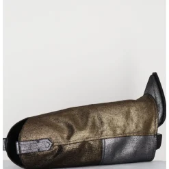 Outlet ELENA IACHI Bottes santiag jean laminé bronze & argent -E3869-T RIC SILVER GOLD