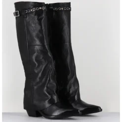 Best A.S.98 Bottes santiags en cuir sangle cloutée - B84301 NERO NOIR