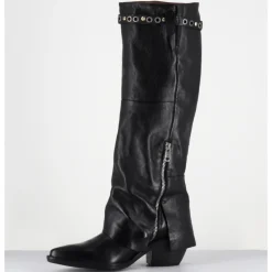 Best A.S.98 Bottes santiags en cuir sangle cloutée - B84301 NERO NOIR