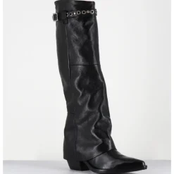 Best A.S.98 Bottes santiags en cuir sangle cloutée - B84301 NERO NOIR