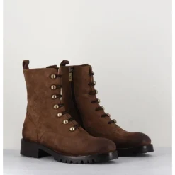 Online JO GHOST Bottines à boutonnière en daim marron brossé - 2738 PEACH SANDALO TAUPE