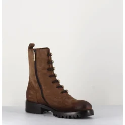 Online JO GHOST Bottines à boutonnière en daim marron brossé - 2738 PEACH SANDALO TAUPE