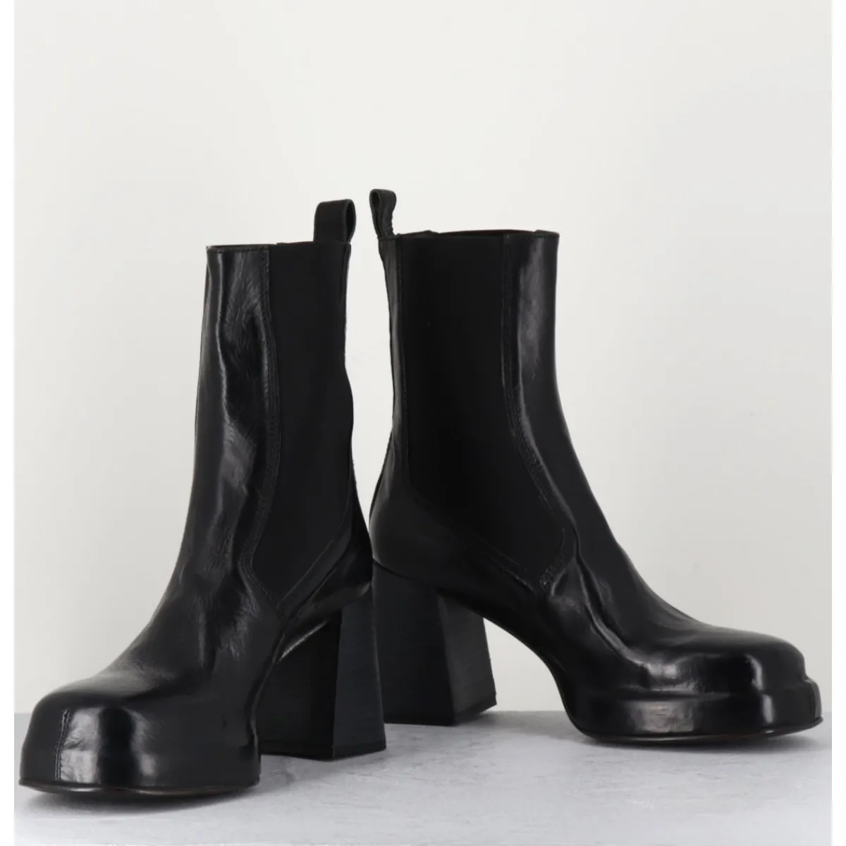 Discount MOMA Bottines chelsea en cuir brillant - CW337 NERO NOIR