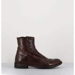 Outlet OFFICINE CREATIVE Bottines en cuir marron à boutons - LEXIKON095 TABACCO COGNAC