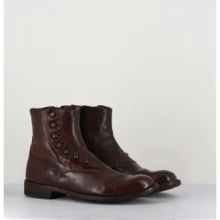 Outlet OFFICINE CREATIVE Bottines en cuir marron à boutons - LEXIKON095 TABACCO COGNAC