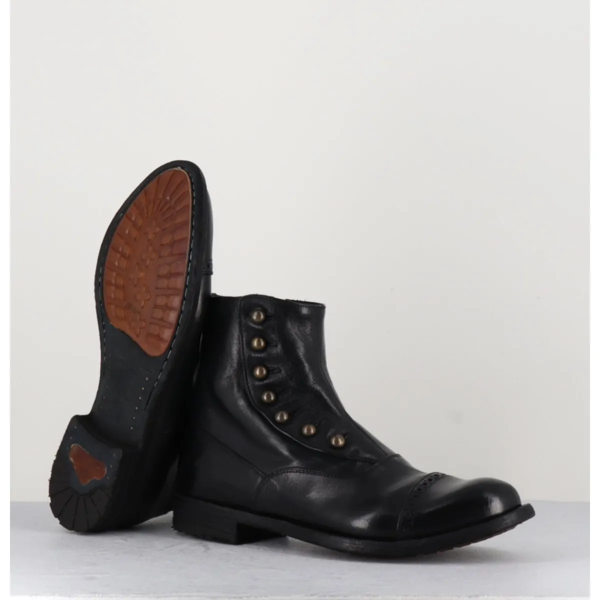 Clearance OFFICINE CREATIVE Bottines en cuir à boutons - LEXIKON095 NERO NOIR