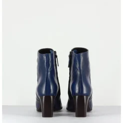 GARRICE LAB Bottines petit talons en cuir F568 - MARINE