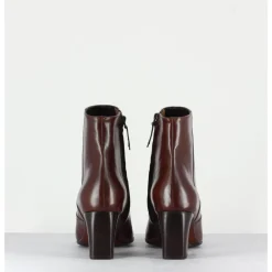 GARRICE LAB Bottines petit talons en cuir F568 - MARRON