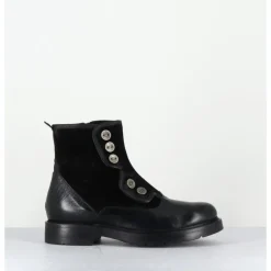 Online GARRICE LAB Bottines plates à boutons en cuir - LACO CARLY NERO NOIR