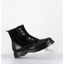 Online GARRICE LAB Bottines plates à boutons en cuir - LACO CARLY NERO NOIR