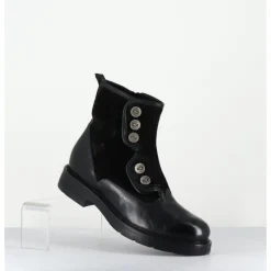Online GARRICE LAB Bottines plates à boutons en cuir - LACO CARLY NERO NOIR
