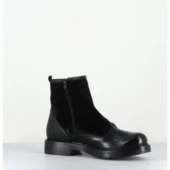 Online GARRICE LAB Bottines plates à boutons en cuir - LACO CARLY NERO NOIR