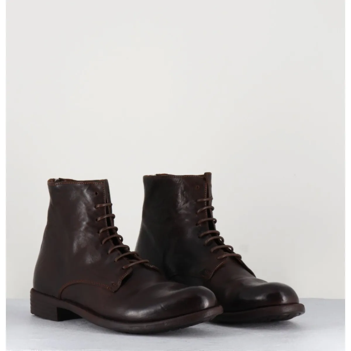 Sale OFFICINE CREATIVE Bottines plates à lacets en cuir - MARS007 MARRON
