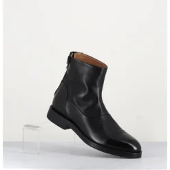 New ALBERTO FASCIANI Bottines plates en cuir - CAMIL 70009 BLACK NOIR
