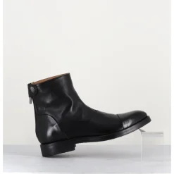 New ALBERTO FASCIANI Bottines plates en cuir - CAMIL 70009 BLACK NOIR