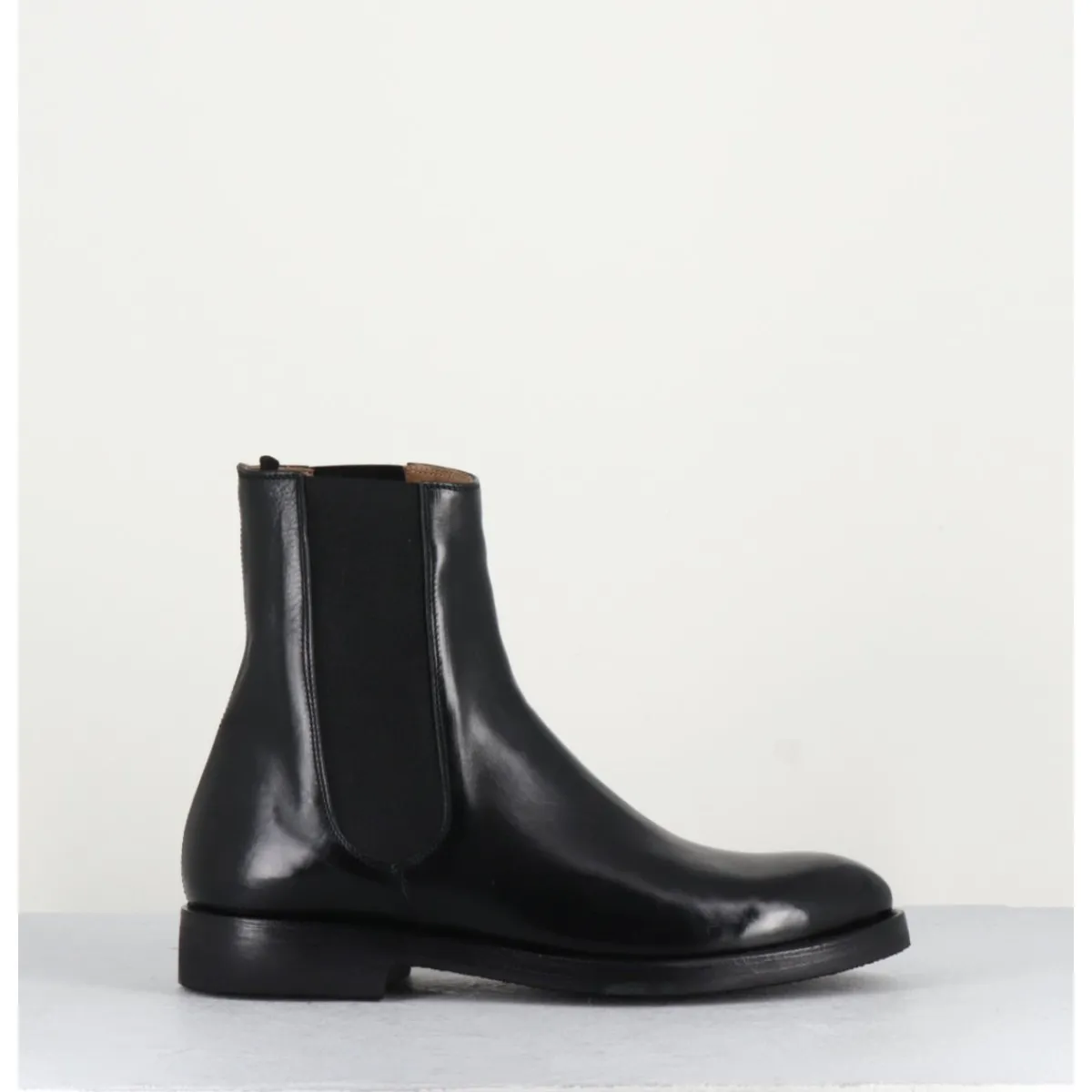ALBERTO FASCIANI Bottines plates en cuir à élastiques - CAMIL 70017 BLACK NOIR