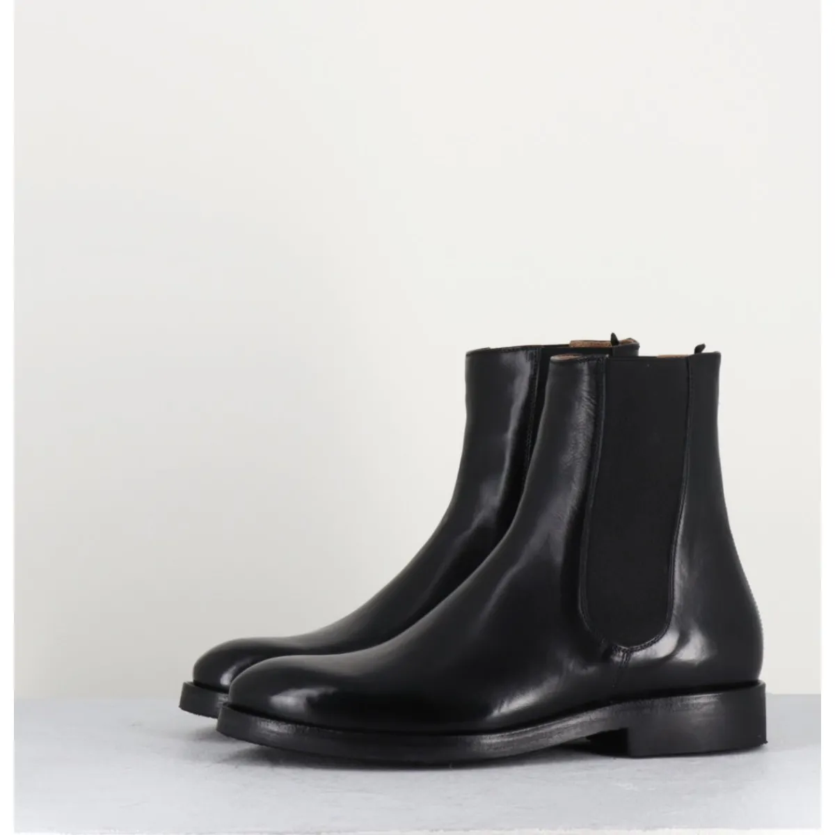 ALBERTO FASCIANI Bottines plates en cuir à élastiques - CAMIL 70017 BLACK NOIR