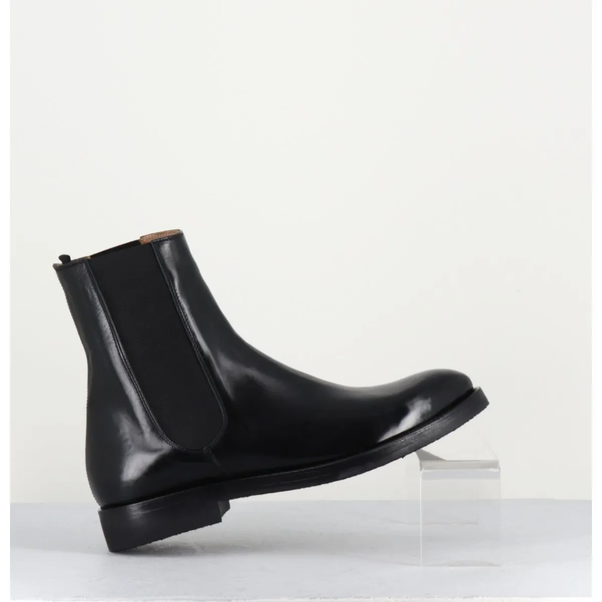 ALBERTO FASCIANI Bottines plates en cuir à élastiques - CAMIL 70017 BLACK NOIR