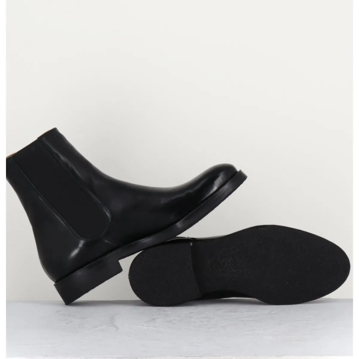 ALBERTO FASCIANI Bottines plates en cuir à élastiques - CAMIL 70017 BLACK NOIR