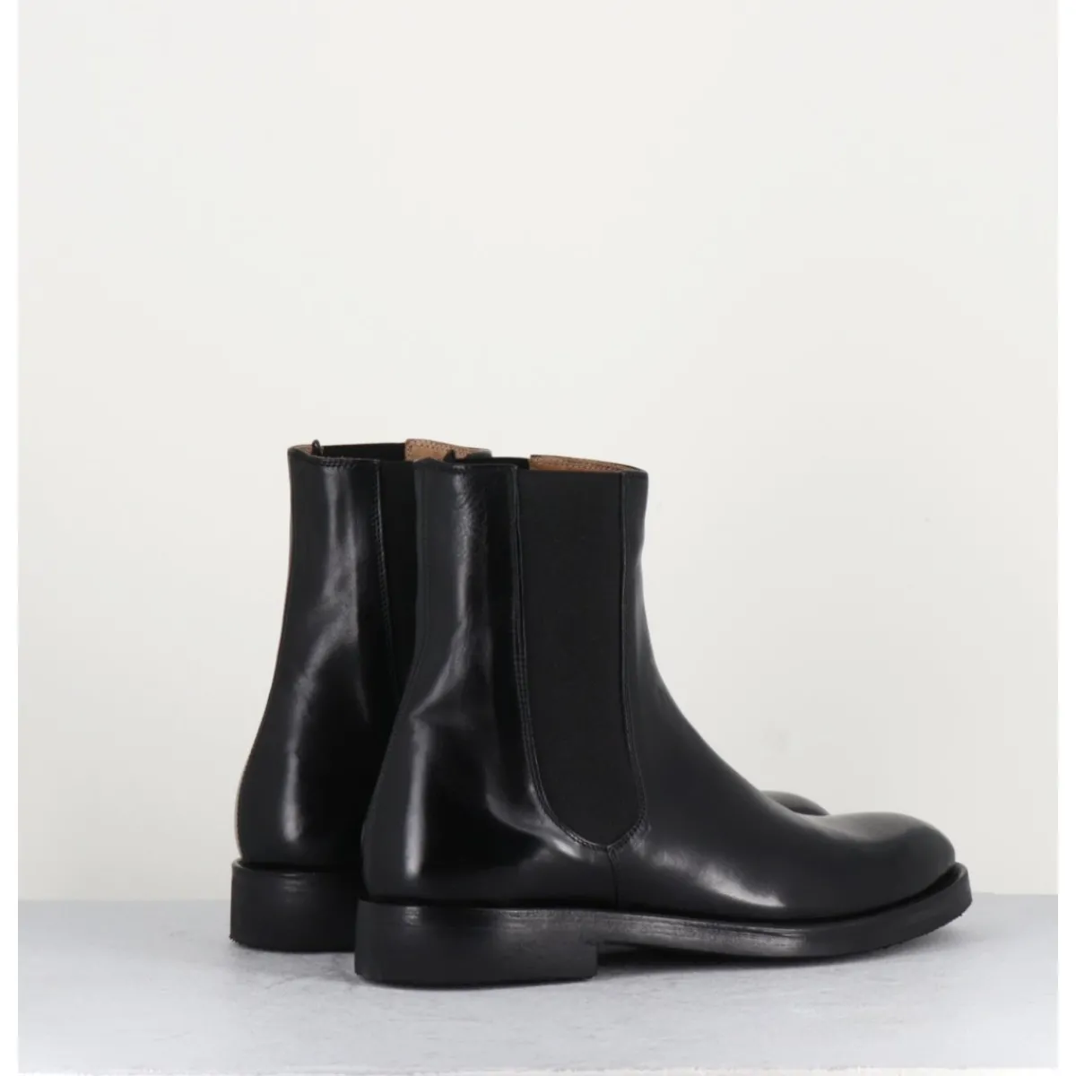 ALBERTO FASCIANI Bottines plates en cuir à élastiques - CAMIL 70017 BLACK NOIR
