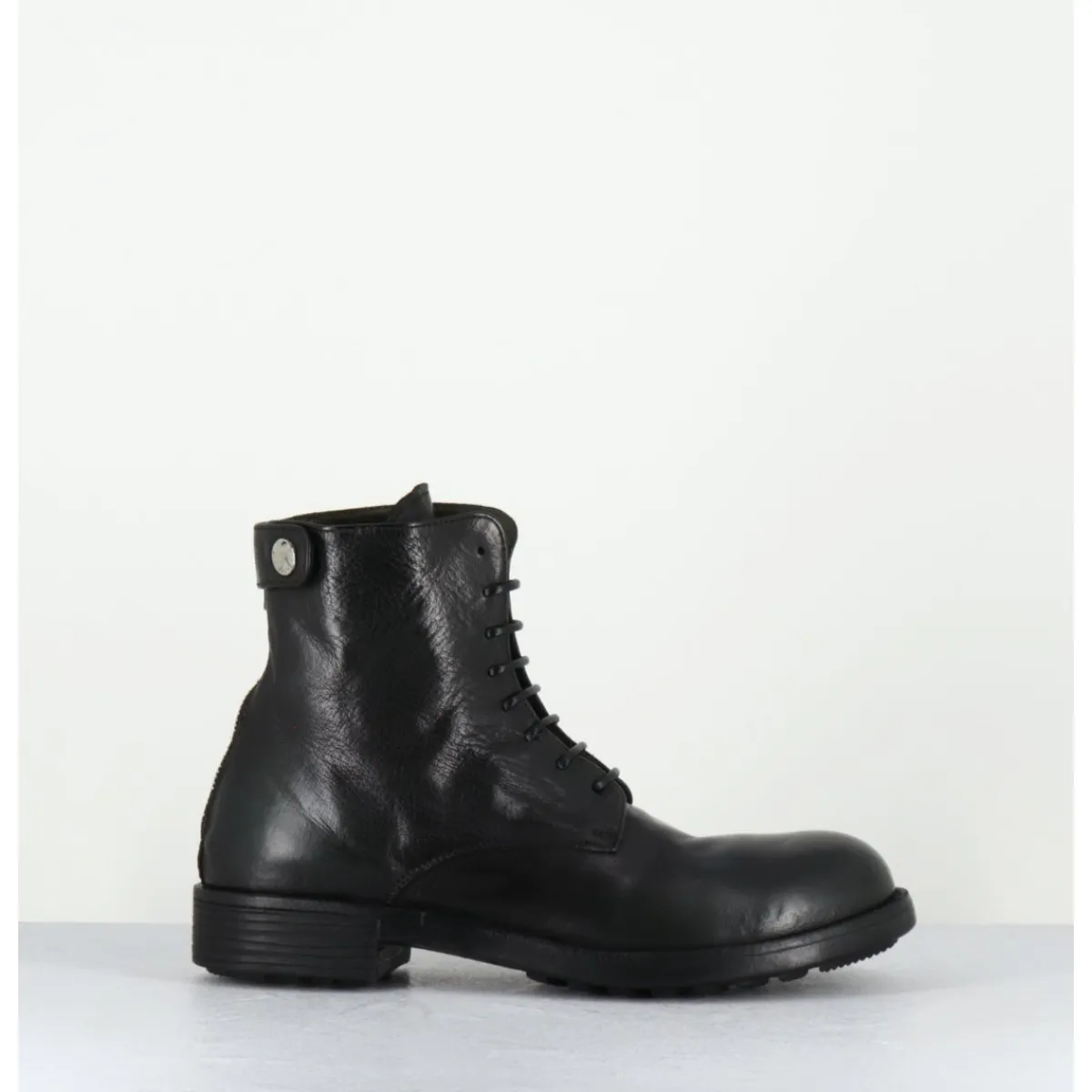 Sale OFFICINE CREATIVE Bottines souples à lacets en cuir brossé noir & kaki - SERGEANT 103 SUPERNERO
