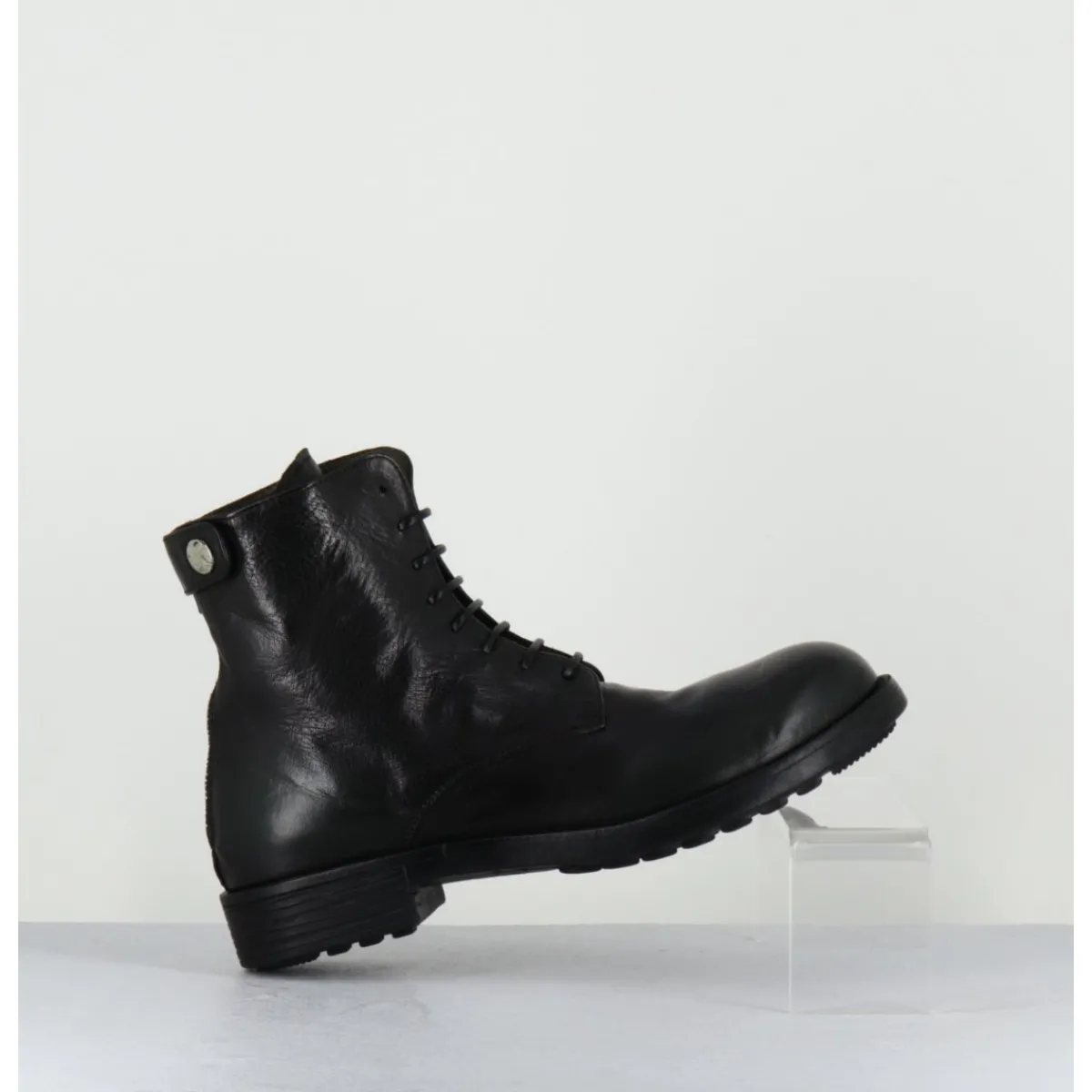 Sale OFFICINE CREATIVE Bottines souples à lacets en cuir brossé noir & kaki - SERGEANT 103 SUPERNERO