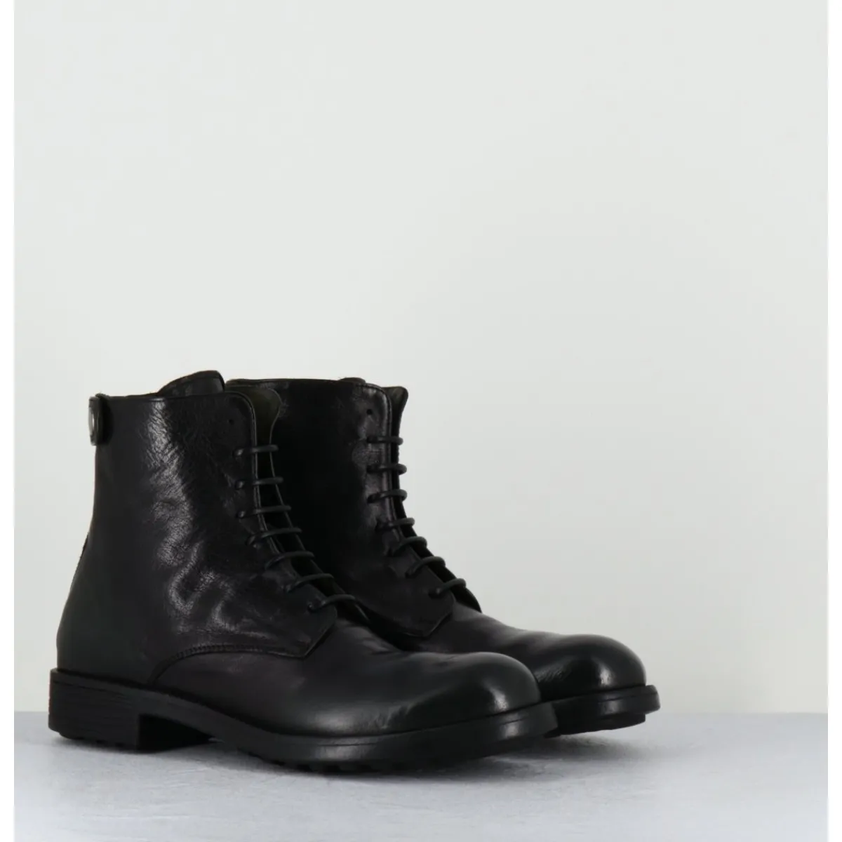 Sale OFFICINE CREATIVE Bottines souples à lacets en cuir brossé noir & kaki - SERGEANT 103 SUPERNERO