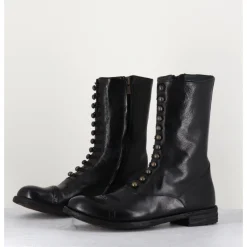 Outlet OFFICINE CREATIVE Bottines tige haute en cuir à boutons - LEXIKON101 NERO NOIR