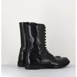 Outlet OFFICINE CREATIVE Bottines tige haute en cuir à boutons - LEXIKON101 NERO NOIR
