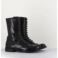 Outlet OFFICINE CREATIVE Bottines tige haute en cuir à boutons - LEXIKON101 NERO NOIR