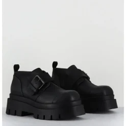 LOFINA Chaussures à boucle réglable en cuir semelle épaisse - 4005 GAS NERO NOIR