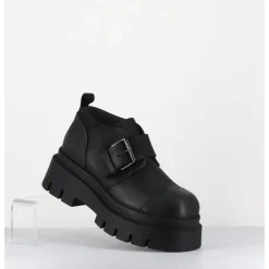 LOFINA Chaussures à boucle réglable en cuir semelle épaisse - 4005 GAS NERO NOIR