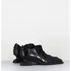 New MIISTA Chaussures à lacets en cuir talon destructuré - GOLDIE BLACK WEDGE NOIR