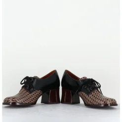 Sale CHIE MIHARA Chaussures à lacets en cuir imprimé pied-de-poule petit talon - TACAO GALLO TESTA