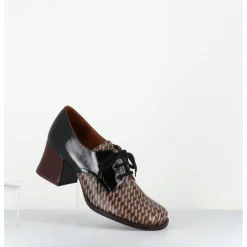 Sale CHIE MIHARA Chaussures à lacets en cuir imprimé pied-de-poule petit talon - TACAO GALLO TESTA