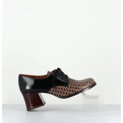 Sale CHIE MIHARA Chaussures à lacets en cuir imprimé pied-de-poule petit talon - TACAO GALLO TESTA