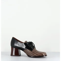 Sale CHIE MIHARA Chaussures à lacets en cuir imprimé pied-de-poule petit talon - TACAO GALLO TESTA