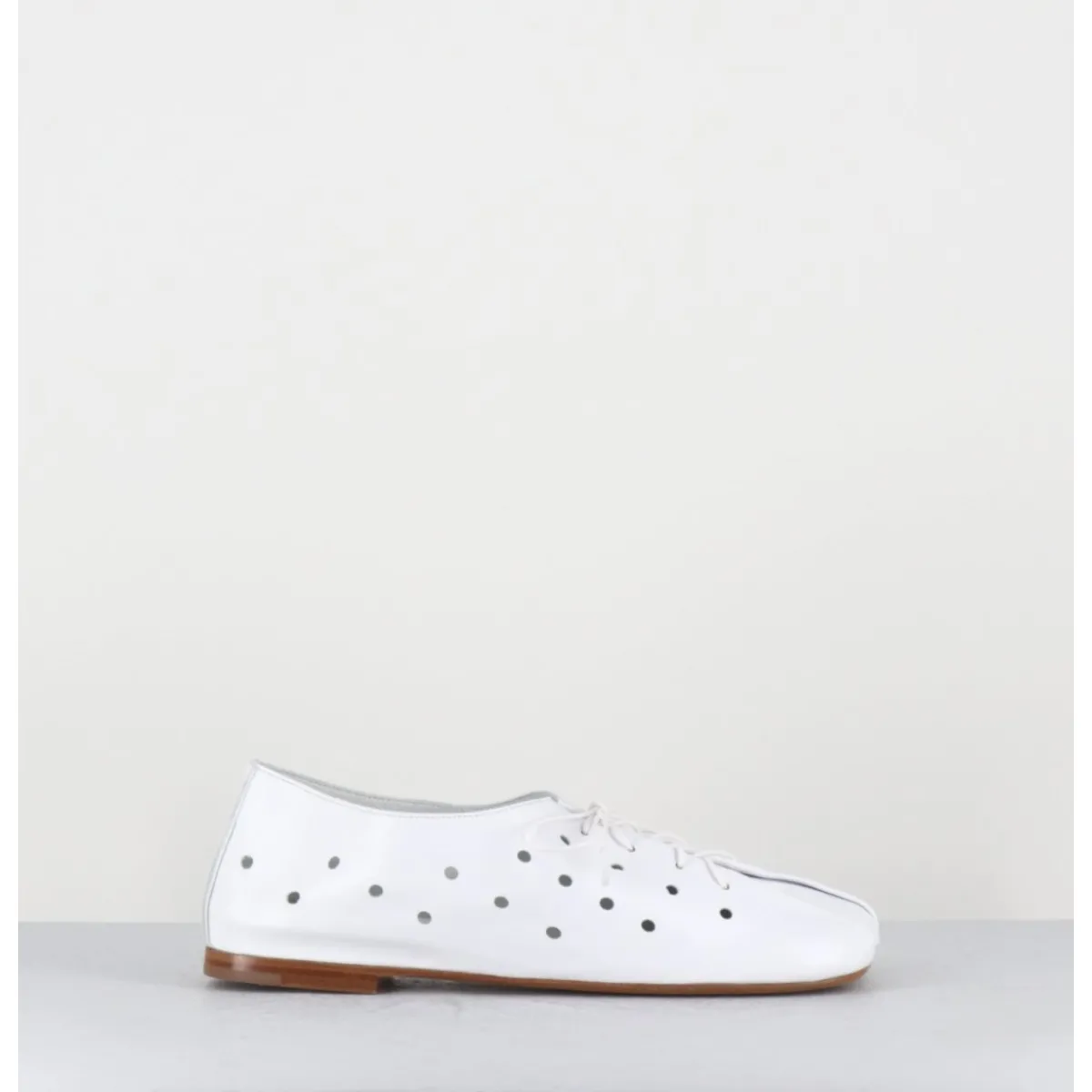 ANTONIO BARBATO Chaussures minimalistes à lacets en cuir perforé - AB4651 NAPPATO BIANCO BLANC