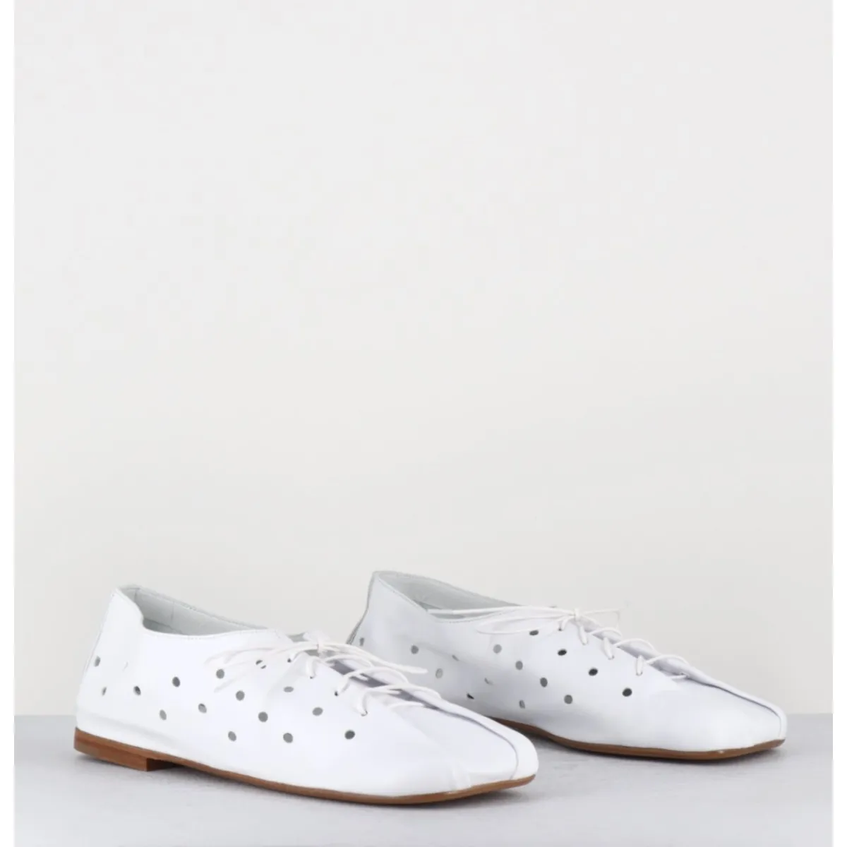 ANTONIO BARBATO Chaussures minimalistes à lacets en cuir perforé - AB4651 NAPPATO BIANCO BLANC