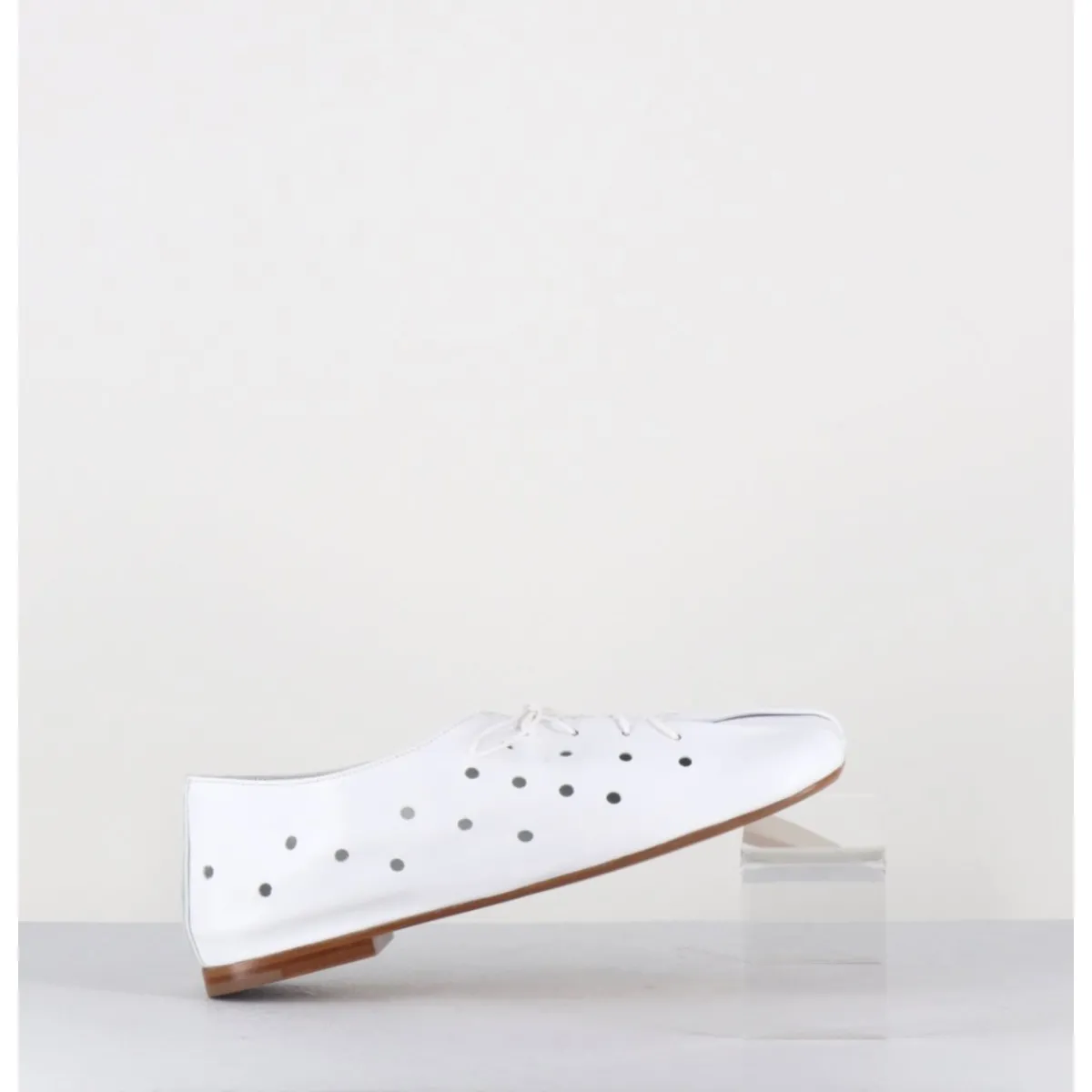 ANTONIO BARBATO Chaussures minimalistes à lacets en cuir perforé - AB4651 NAPPATO BIANCO BLANC