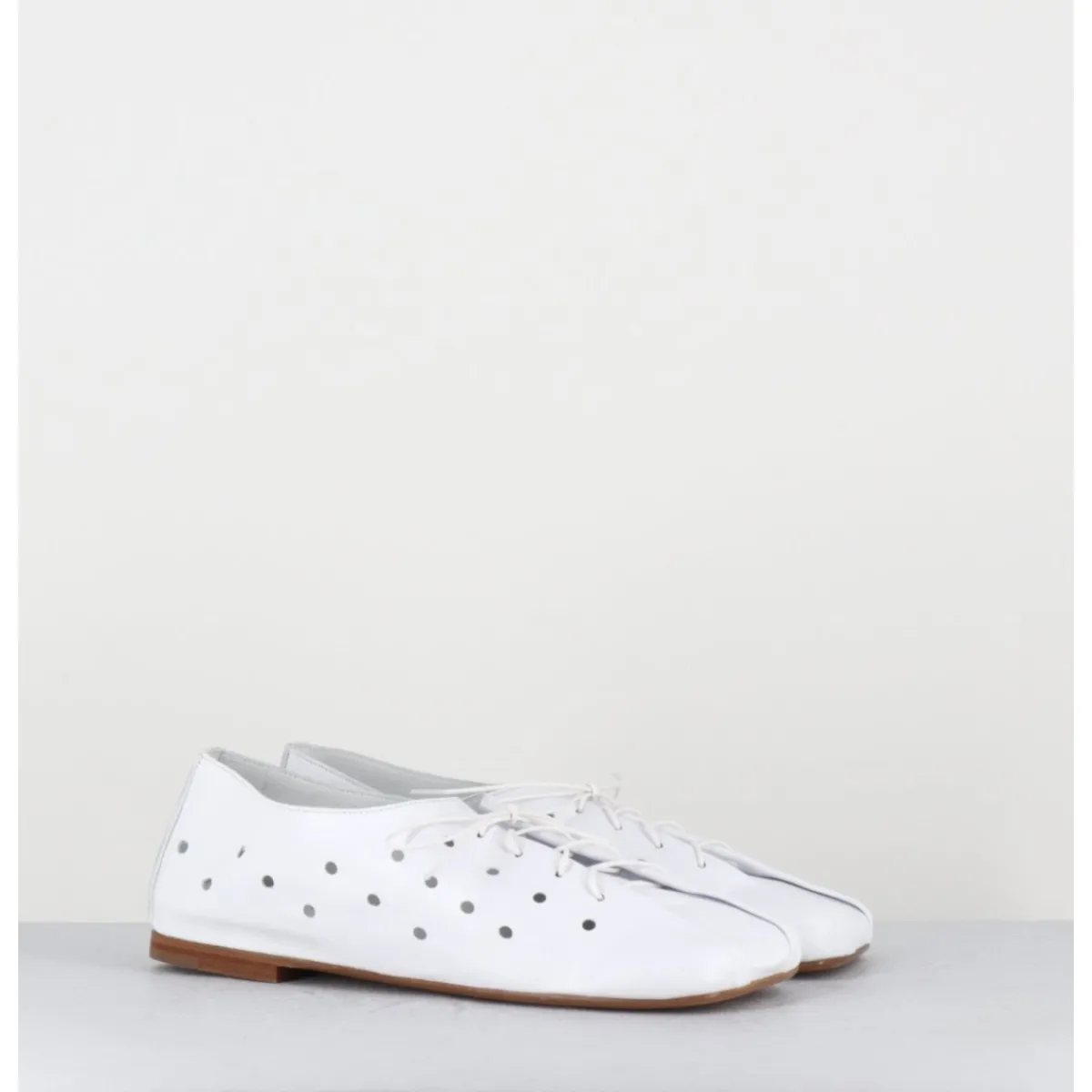ANTONIO BARBATO Chaussures minimalistes à lacets en cuir perforé - AB4651 NAPPATO BIANCO BLANC