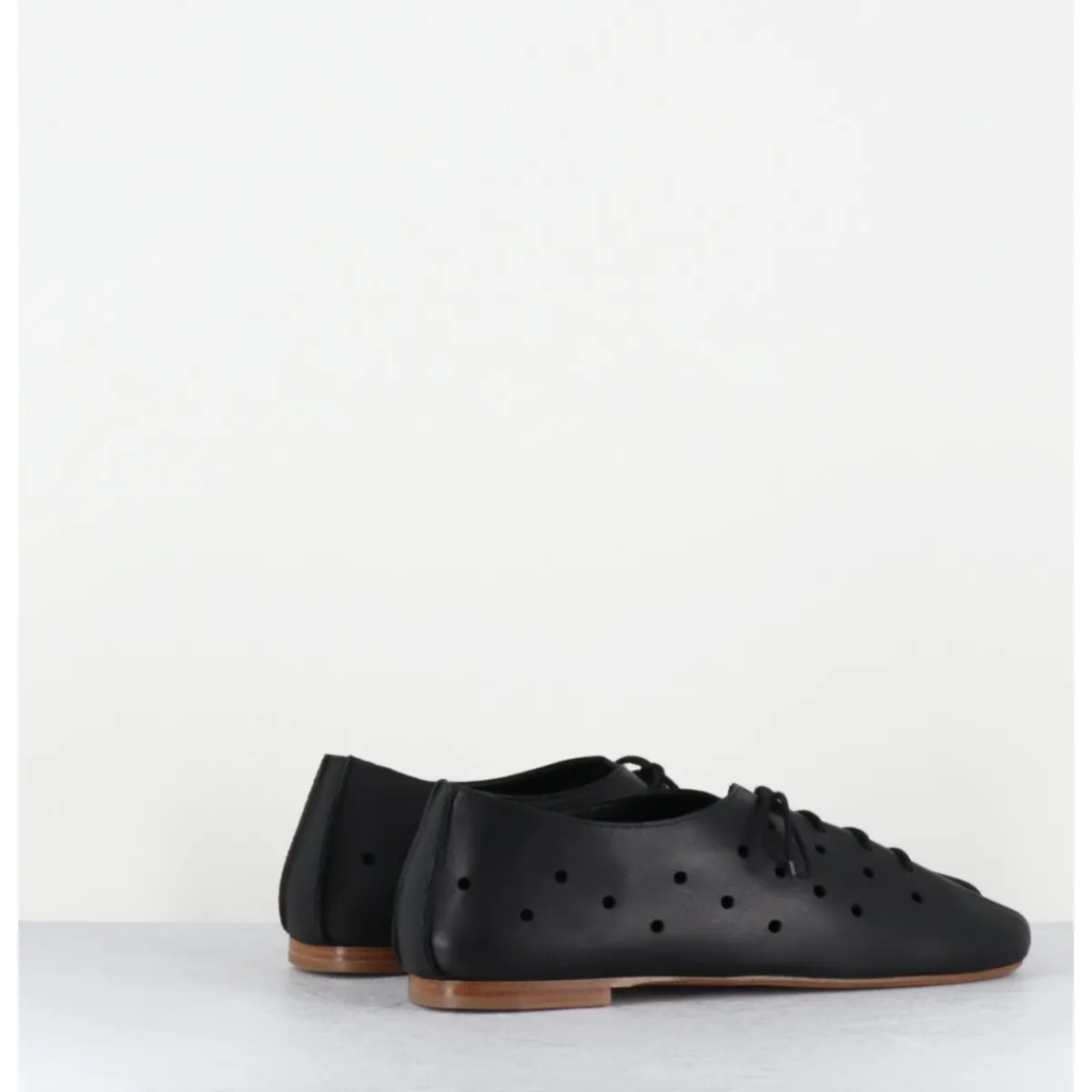 ANTONIO BARBATO Chaussures minimalistes à lacets en cuir perforé - AB4651 NAPPATO NERO NOIR