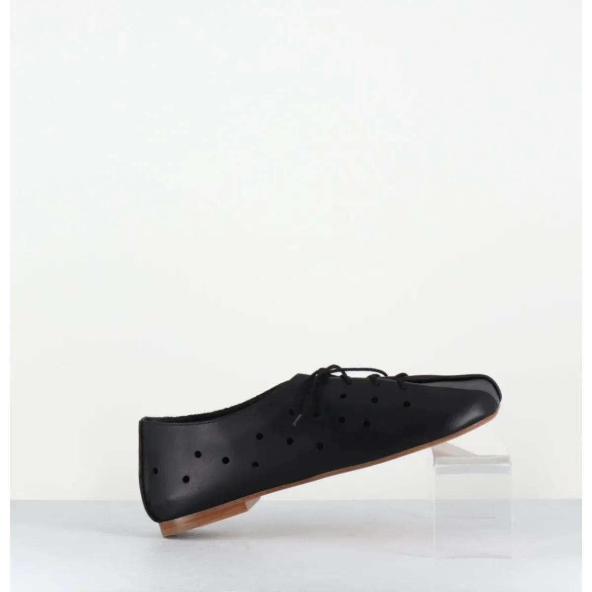 ANTONIO BARBATO Chaussures minimalistes à lacets en cuir perforé - AB4651 NAPPATO NERO NOIR