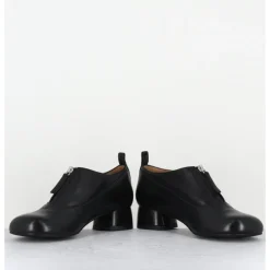 AUDLEY Chaussures petit talon et zip central en cuir - IROY NAPPA BLACK NOIR