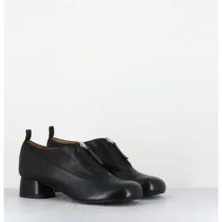 AUDLEY Chaussures petit talon et zip central en cuir - IROY NAPPA BLACK NOIR